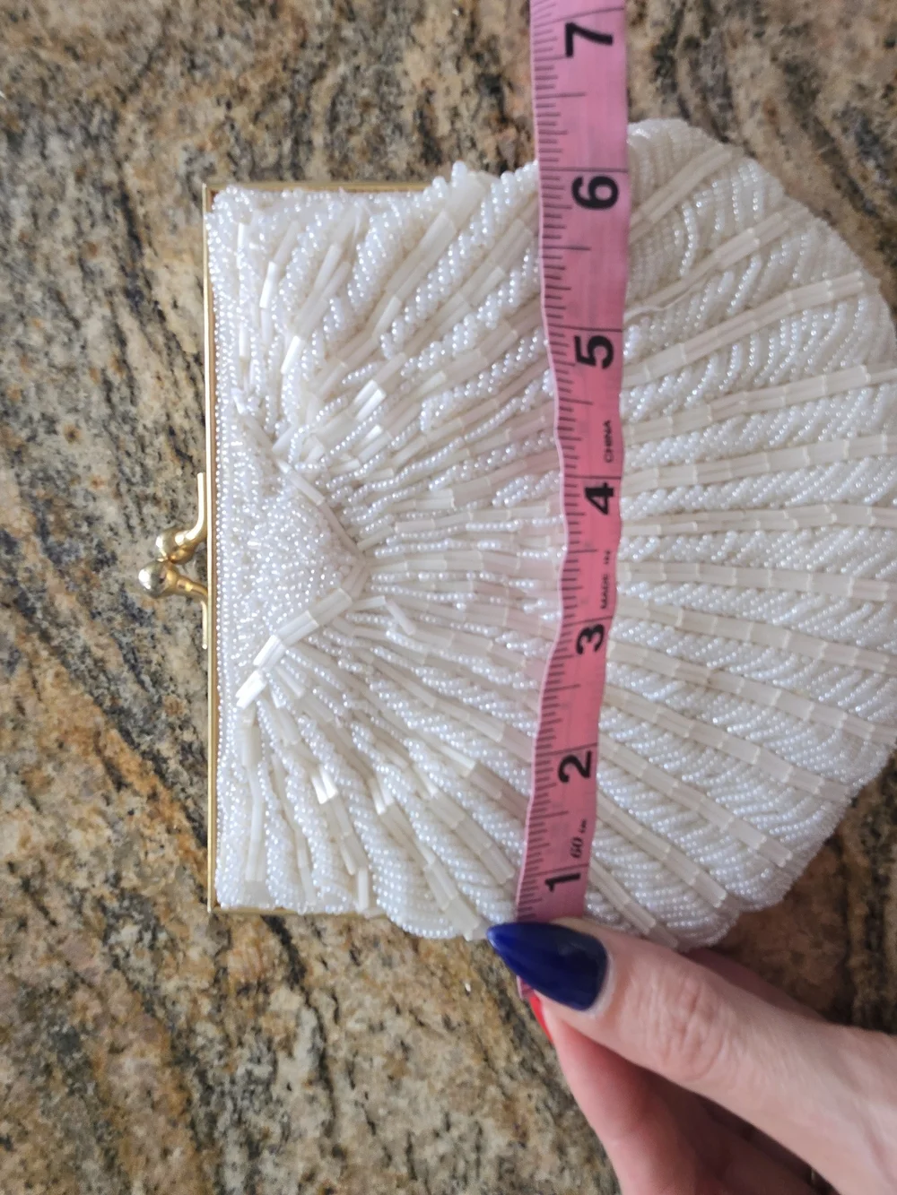 Beaded Shell Ivory Evening Clutch - Picture 7 of 8